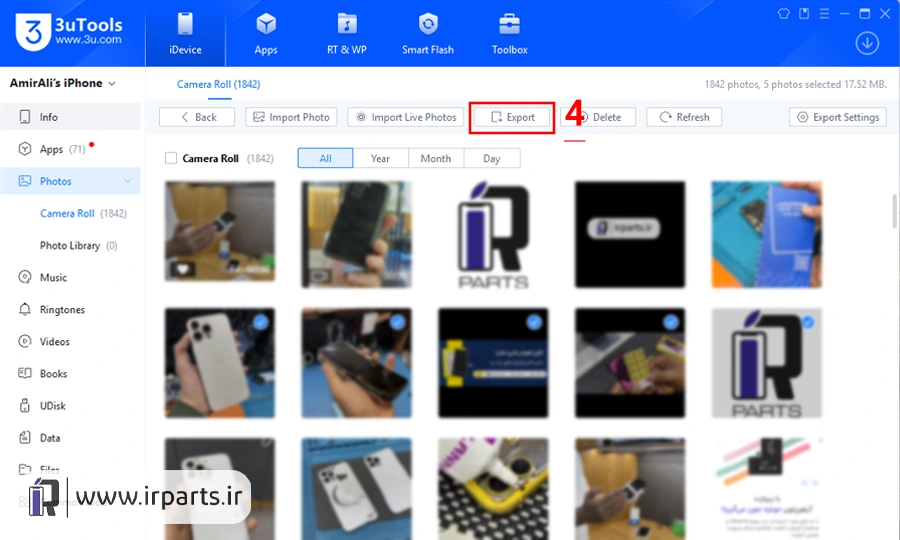 آموزش انتقال عکس و فیلم از آیفون به لپتاپ و کامپیوتر با 3utools